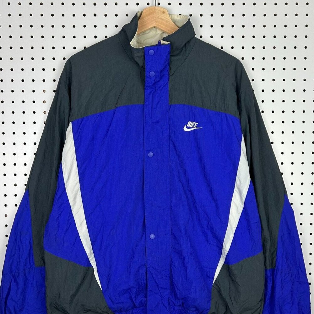 Vintage Nike Windbreaker Sz Large Full Zip Purple Gray‎ 90s Streetwear Y2K